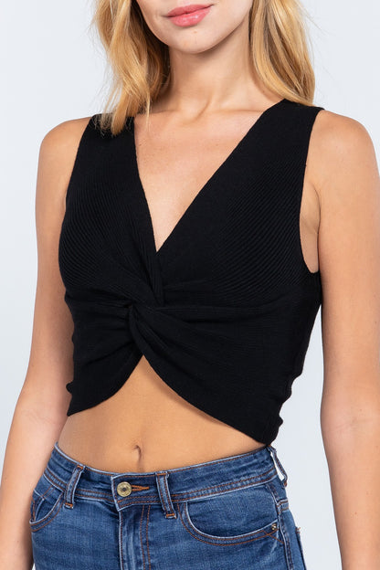 Sleeveless Twist Knot Knit Top