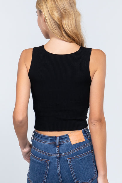 Sleeveless Twist Knot Knit Top