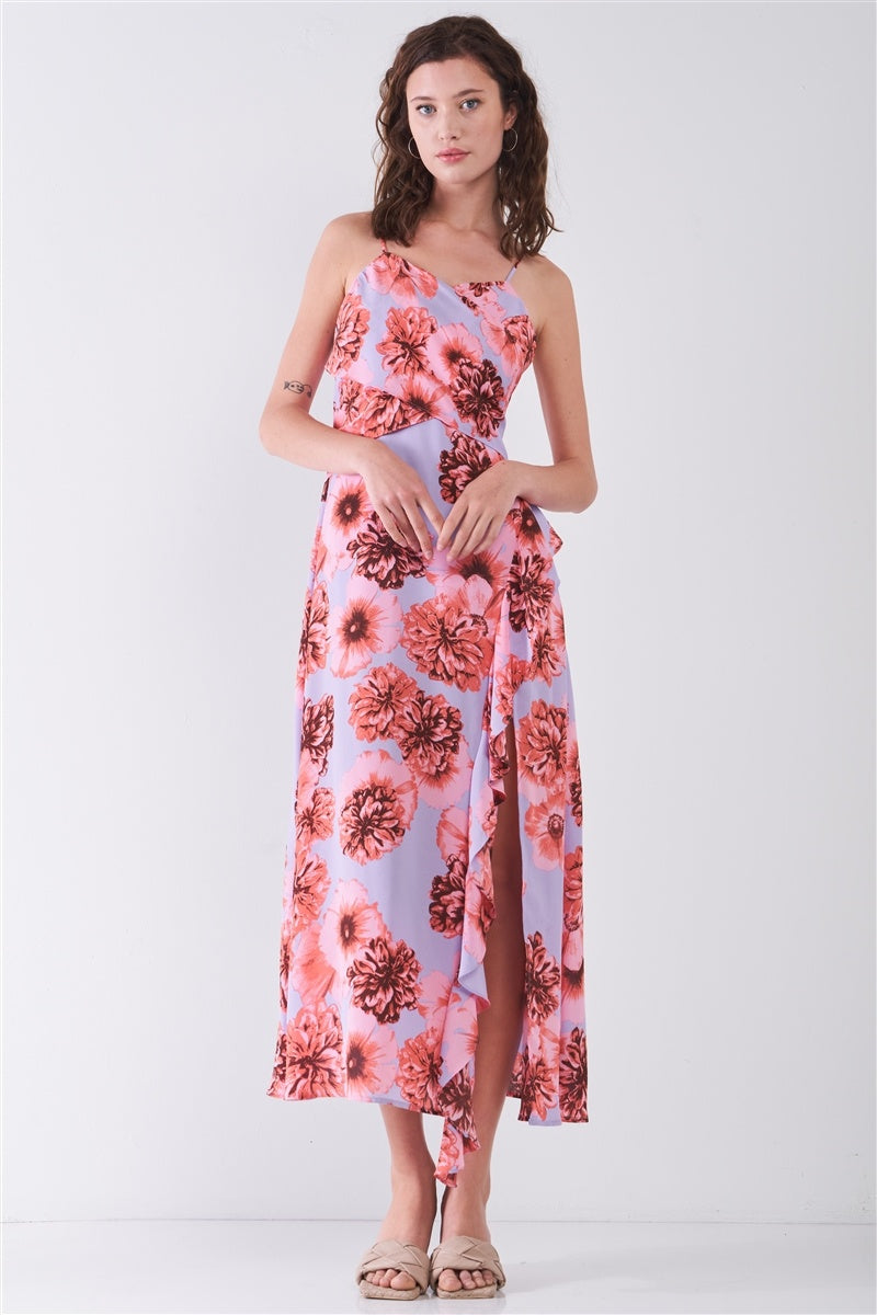 Floral Side Slit Midi Dress