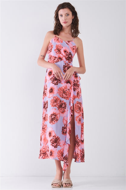 Floral Side Slit Midi Dress