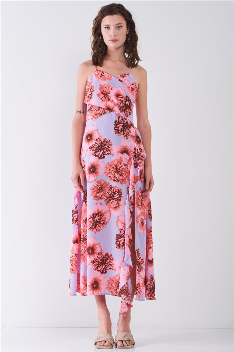 Floral Side Slit Midi Dress