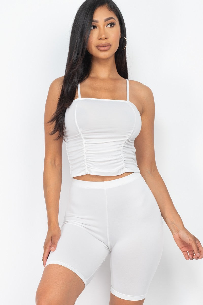 Camisole Ruched Top & Biker Shorts Set