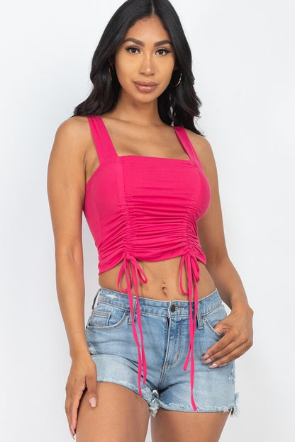 Ruched Square Neck Crop Top