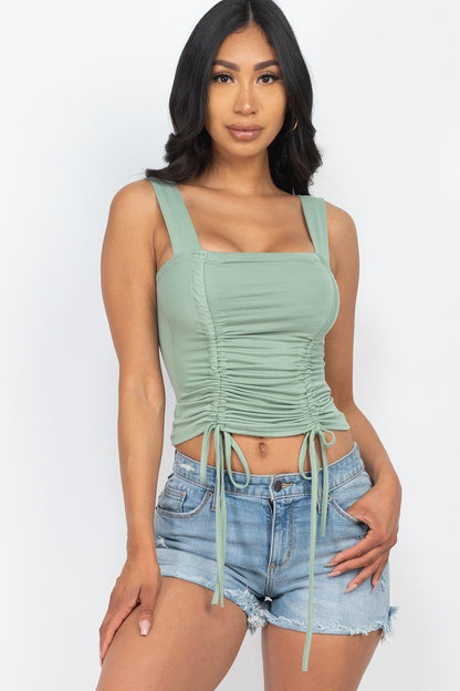 Ruched Square Neck Crop Top