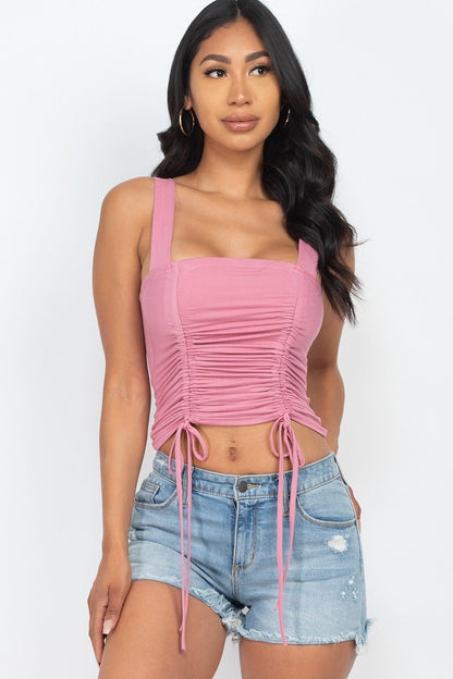 Ruched Square Neck Crop Top