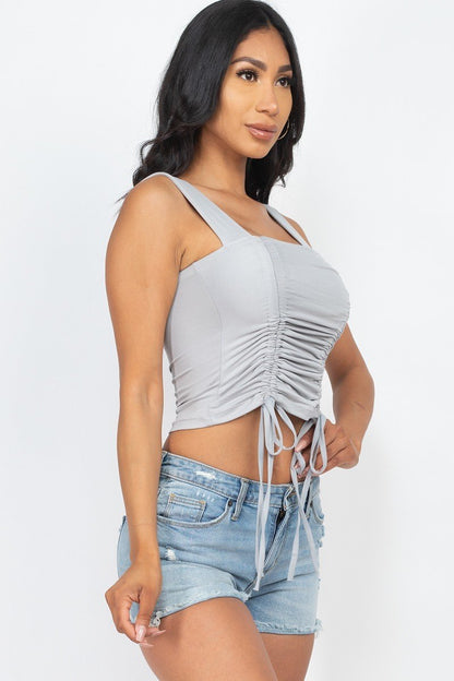 Ruched Square Neck Crop Top