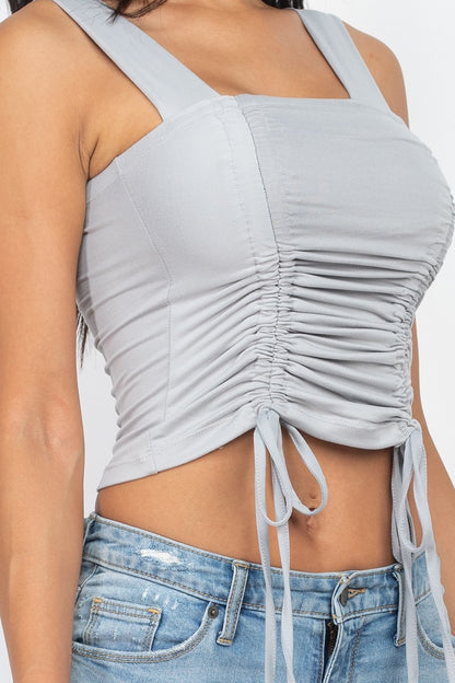 Ruched Square Neck Crop Top