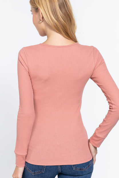 Long Sleeve Scoop Neck Thermal Top