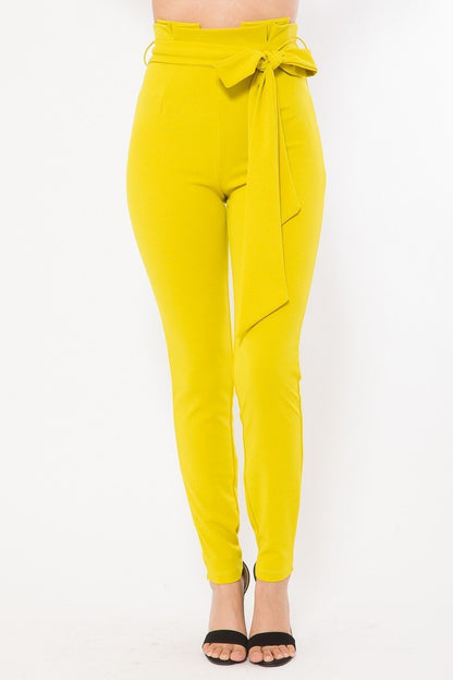 High Waist Bow Tie Skinny Pants