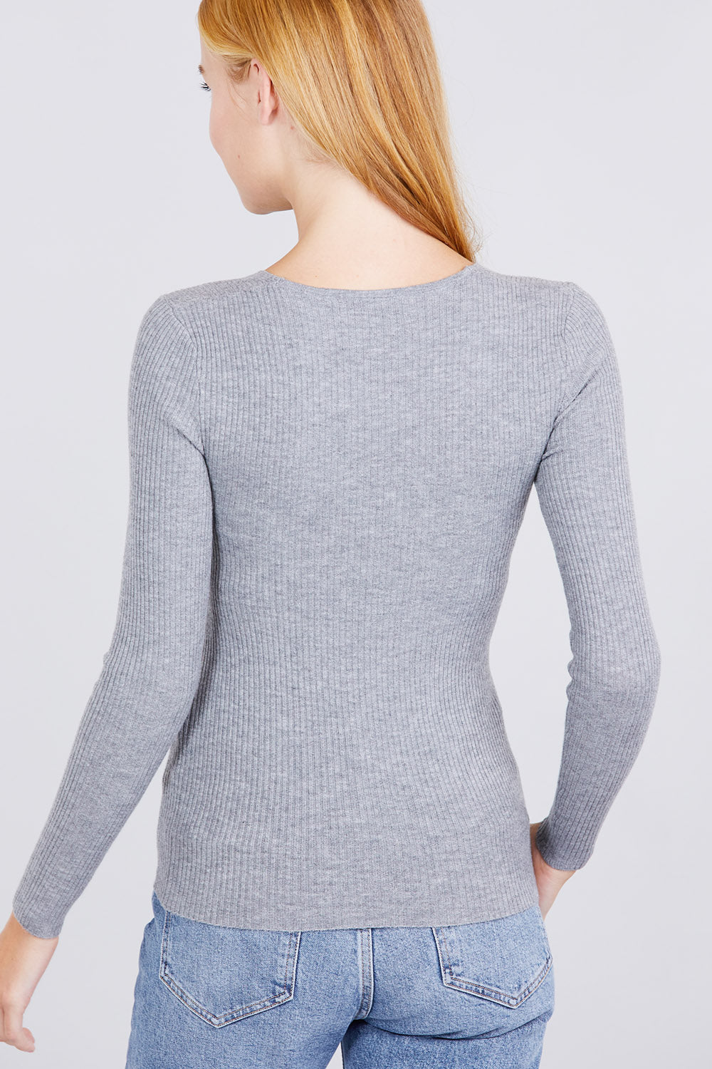 V Neck Ribbed Sweater