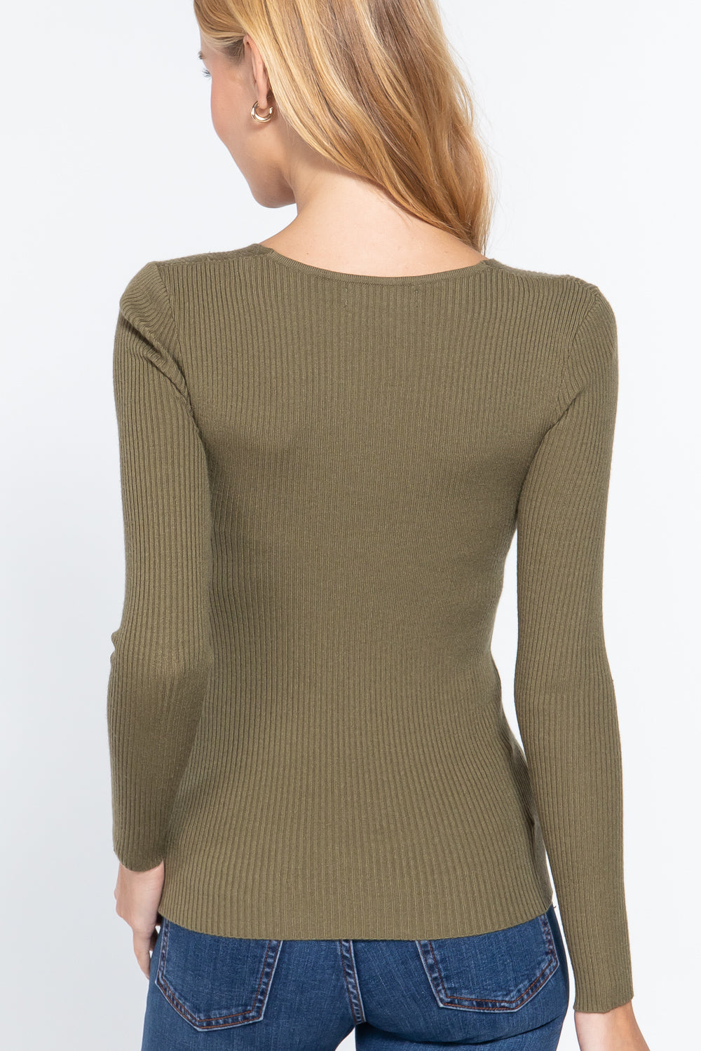 V Neck Ribbed Sweater