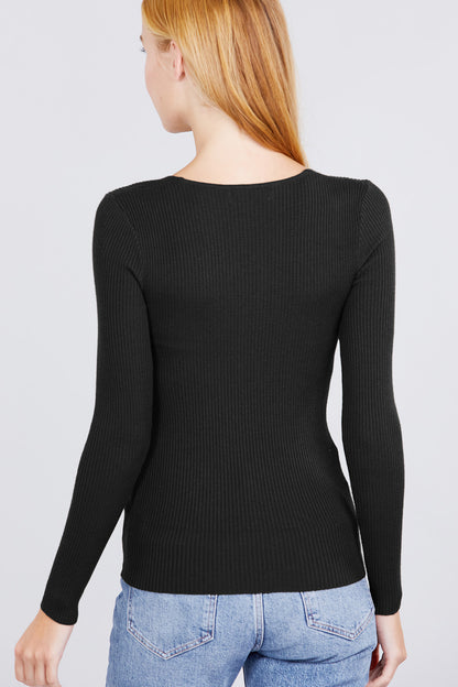 V Neck Ribbed Sweater