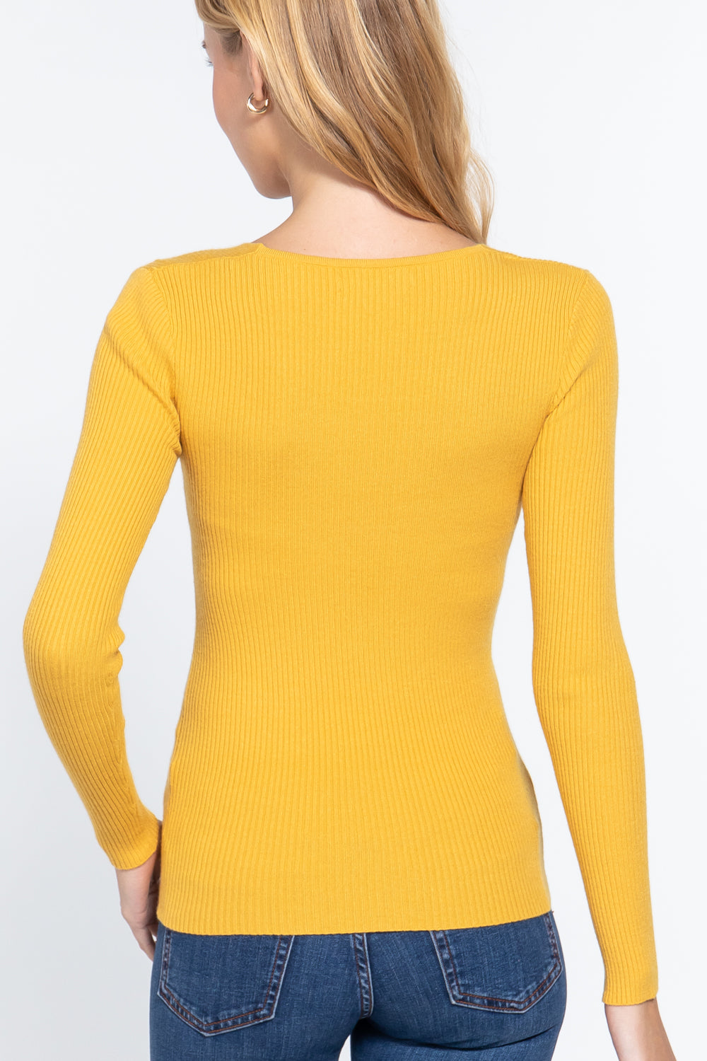 V Neck Ribbed Sweater