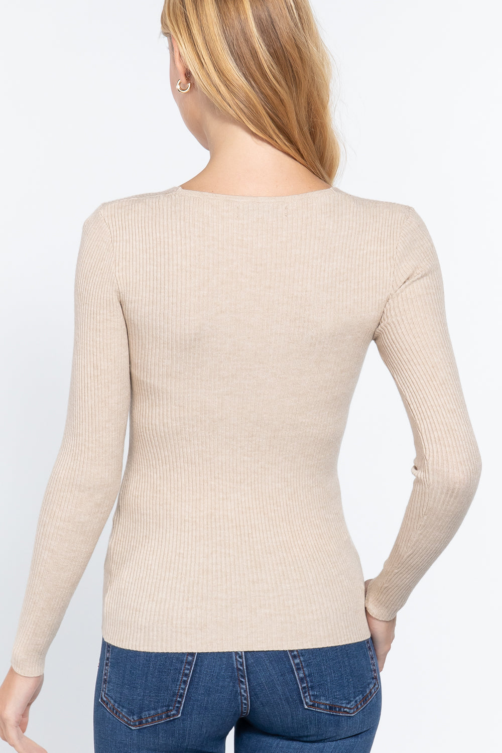 V Neck Ribbed Sweater