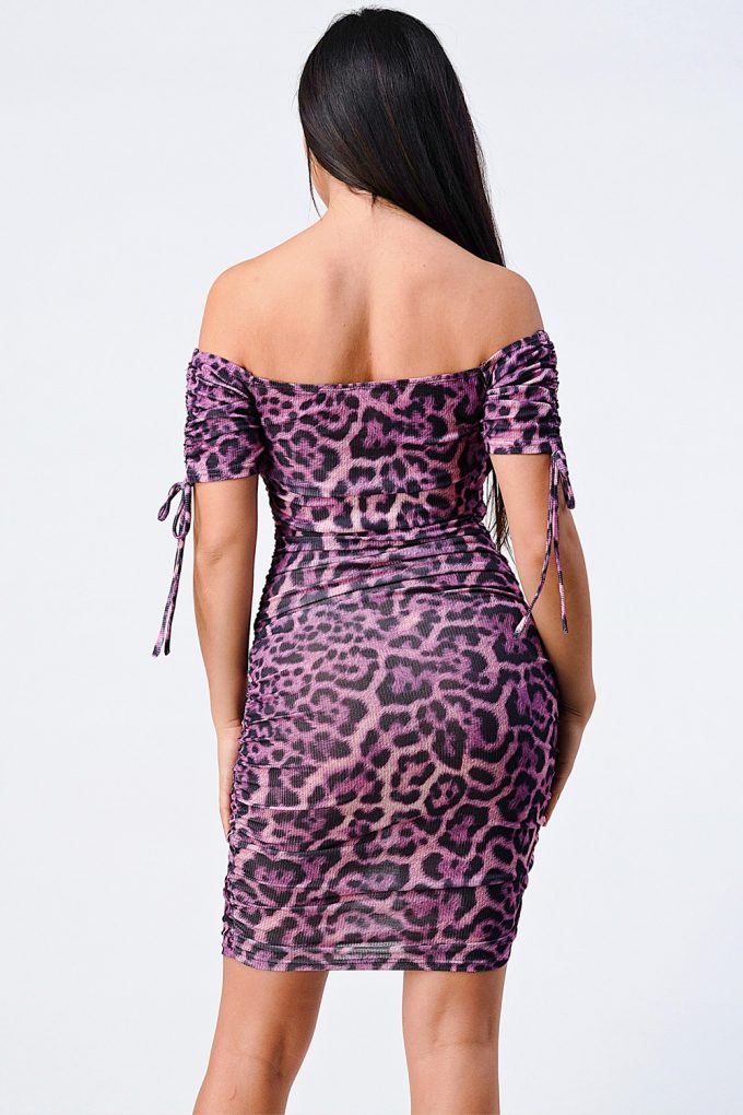 Leopard Off Shoulder Bodycon Dress