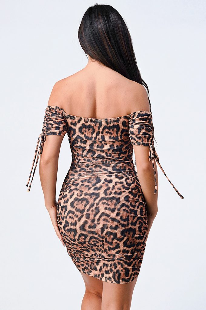 Leopard Off Shoulder Bodycon Dress