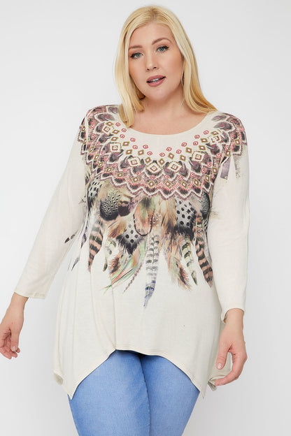 Geometric/tribal Sublimation Print Tunic Top