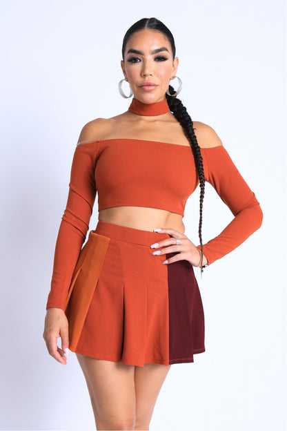 Choker Off Shoulder Top & Skirt Set