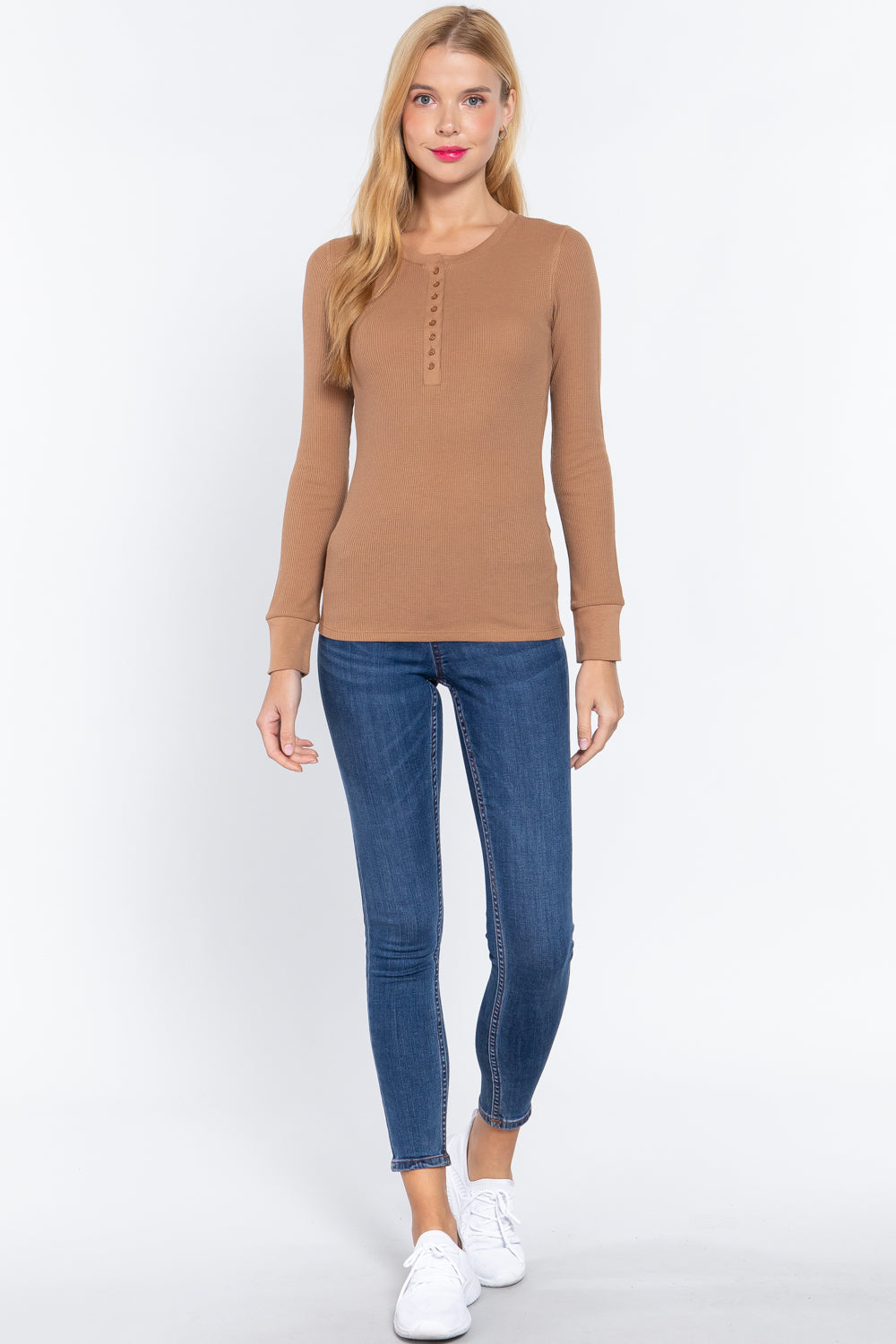 Long Sleeve Henley Thermal Top