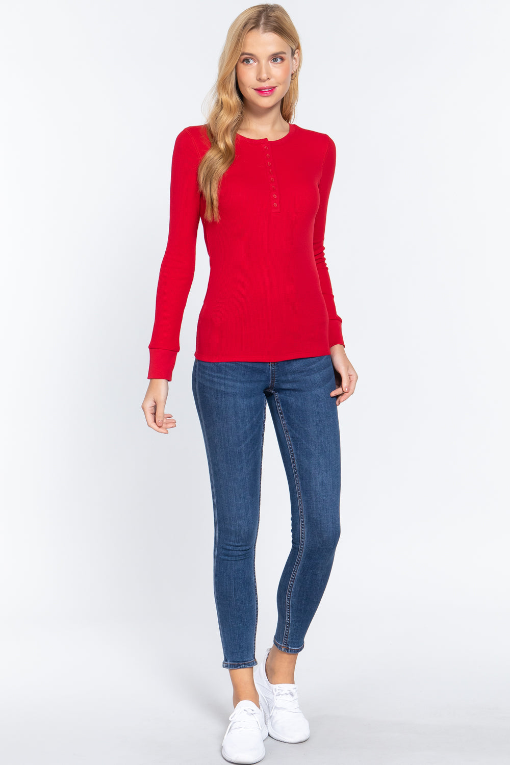 Long Sleeve Henley Thermal Top