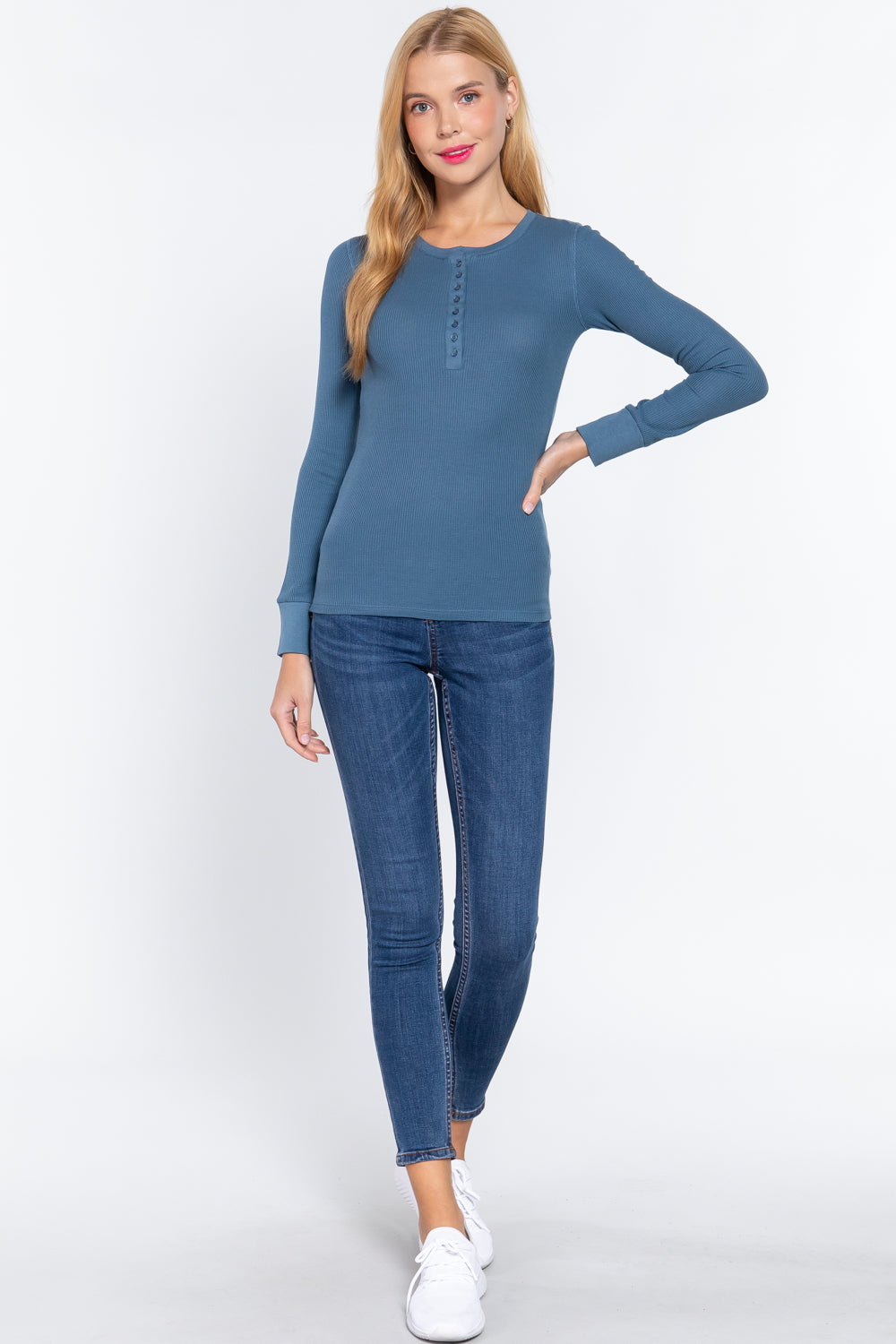 Long Sleeve Henley Thermal Top