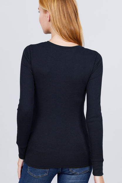 Long Sleeve Henley Thermal Top