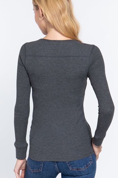 Long Sleeve V Neck Thermal Top