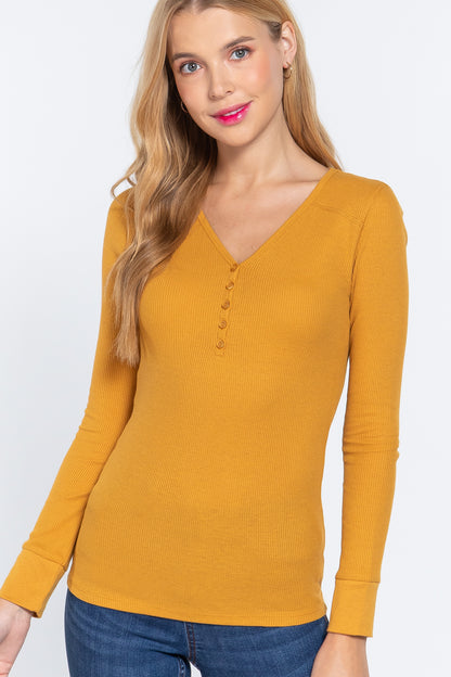 Long Sleeve V Neck Thermal Top