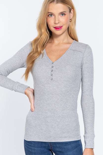 Long Sleeve V Neck Thermal Top