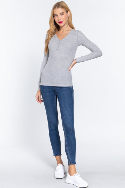 Long Sleeve V Neck Thermal Top