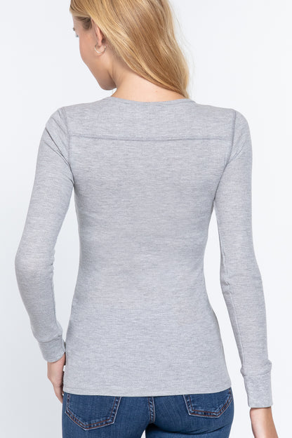 Long Sleeve V Neck Thermal Top