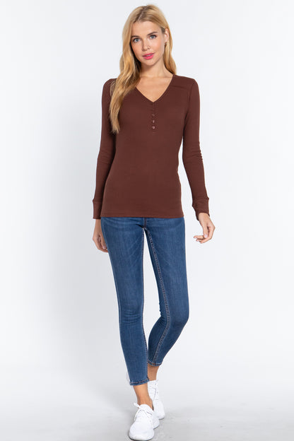 Long Sleeve V Neck Thermal Top
