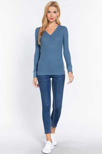 Long Sleeve V Neck Thermal Top