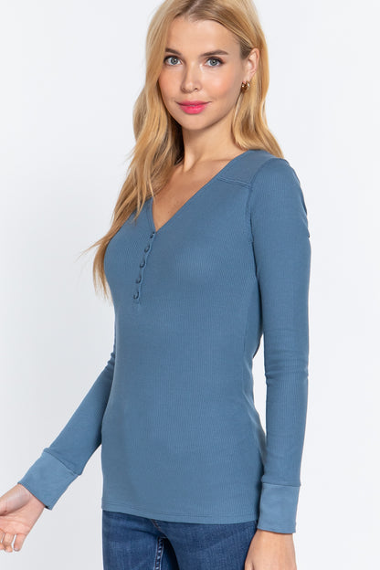Long Sleeve V Neck Thermal Top