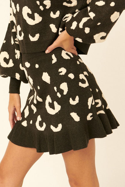 Leopard Print Knit Mini Skirt