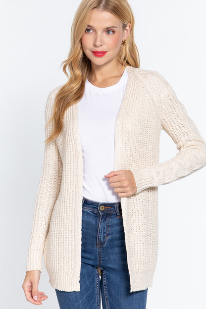 Long Slv Open Front Sweater Cardigan