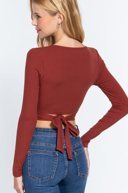 Back Bow Tie Knit Top