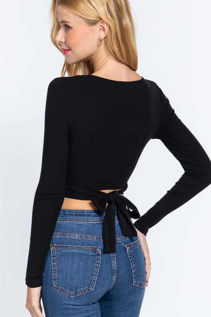 Back Bow Tie Knit Top