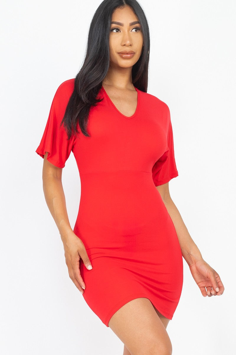 Dolman Sleeves Mini Dress