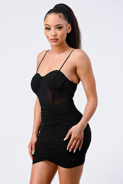 Glitter Mesh Cami Mini Dress