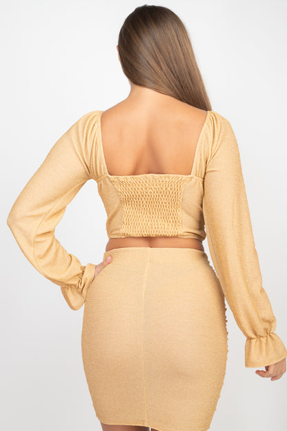 Sparkling Ruching Back & Skirt Set