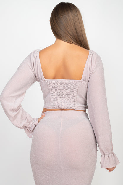 Sparkling Ruching Back & Skirt Set