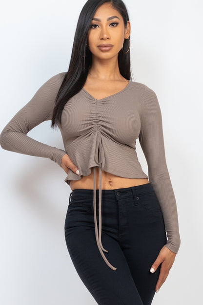 Ribbed Long Sleeve Peplum Top