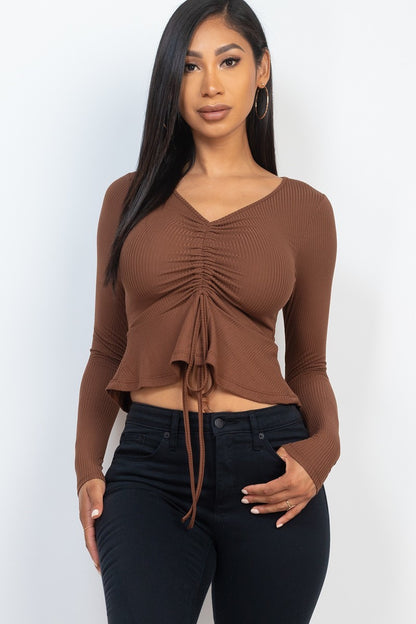 Ribbed Long Sleeve Peplum Top