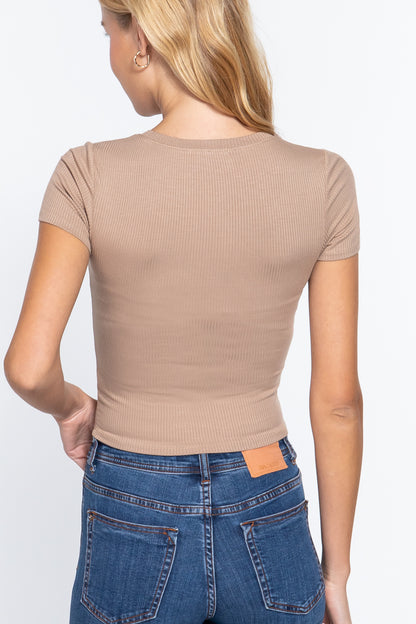 Short Sleeve Crew Neck Crop Top