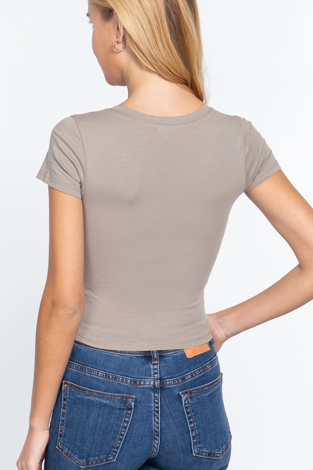 Short Sleeve V Neck Crop Top