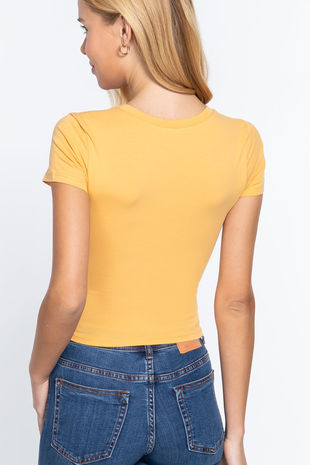 Short Sleeve V Neck Crop Top