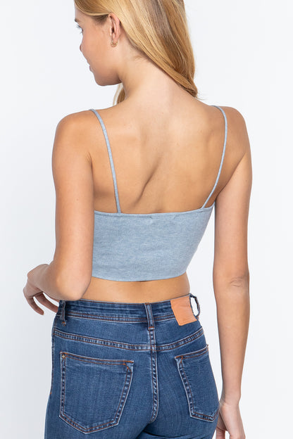 Front Ruched Knit Crop Top