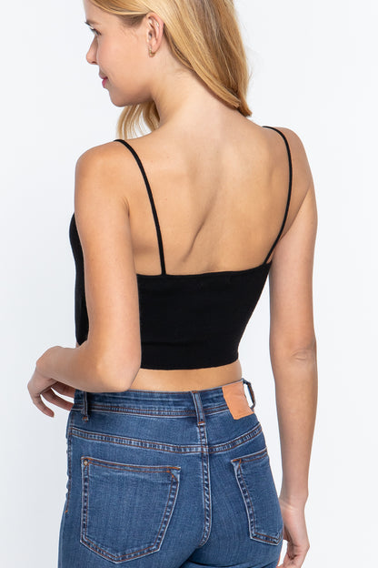 Front Ruched Knit Crop Top