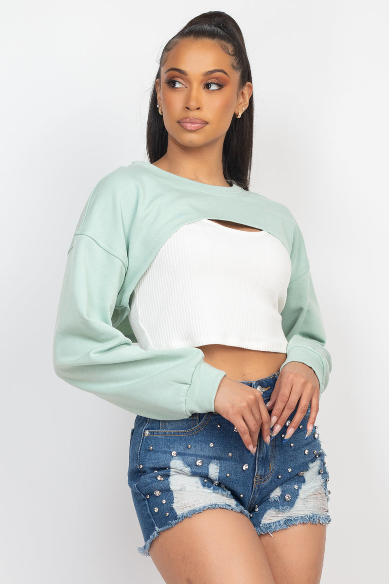 Shrug Sweater Ribbed Top